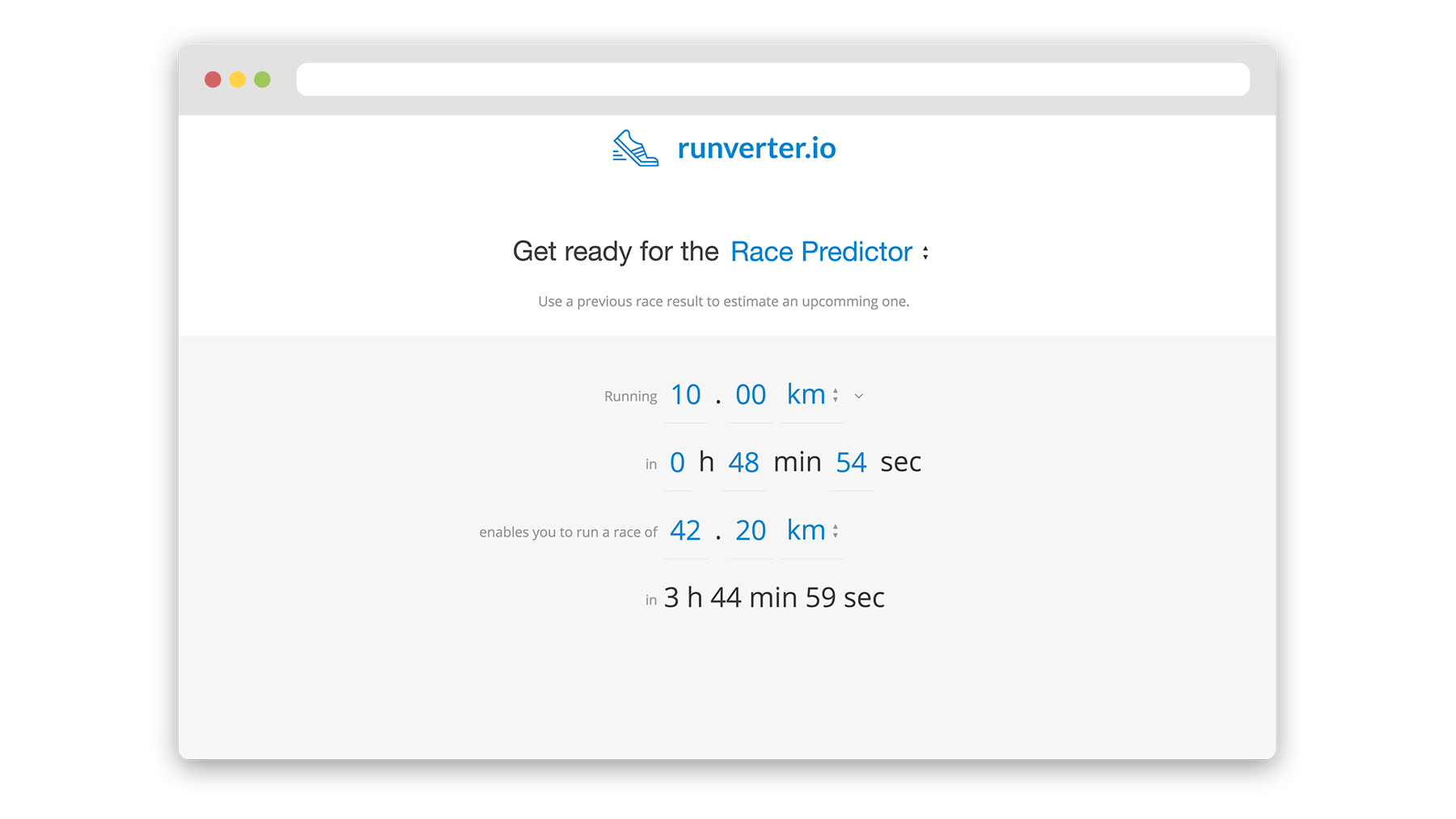 A screenshot of the new race predictor tool