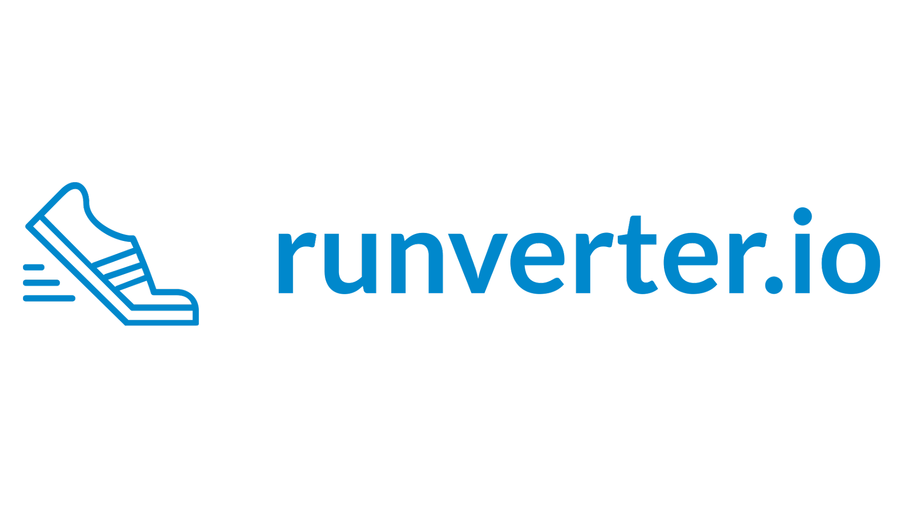 The Runverter logo. It shows a little running shoe icon followed by the text runverter.io