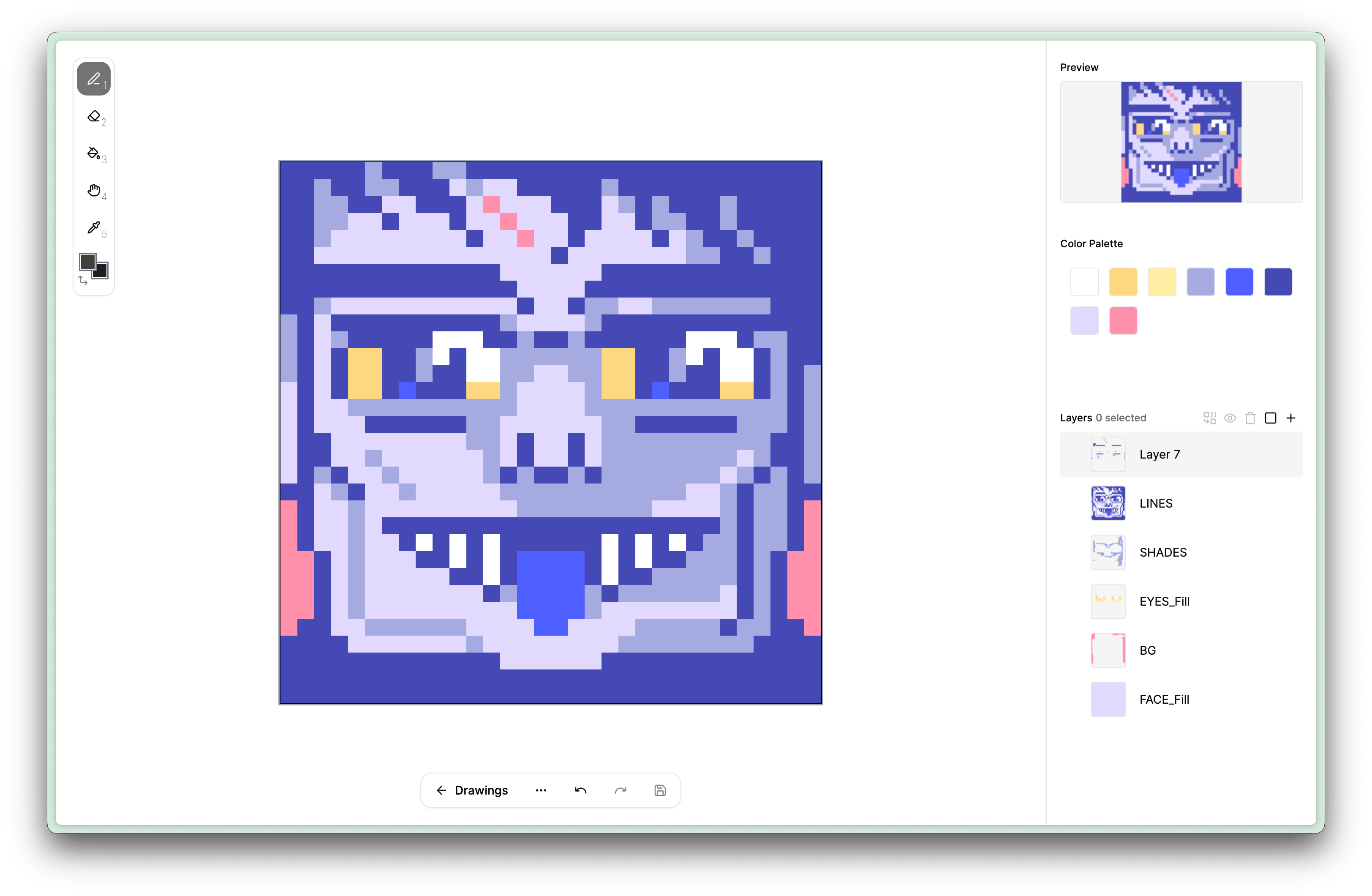 screenshot of the ledraw drawing application