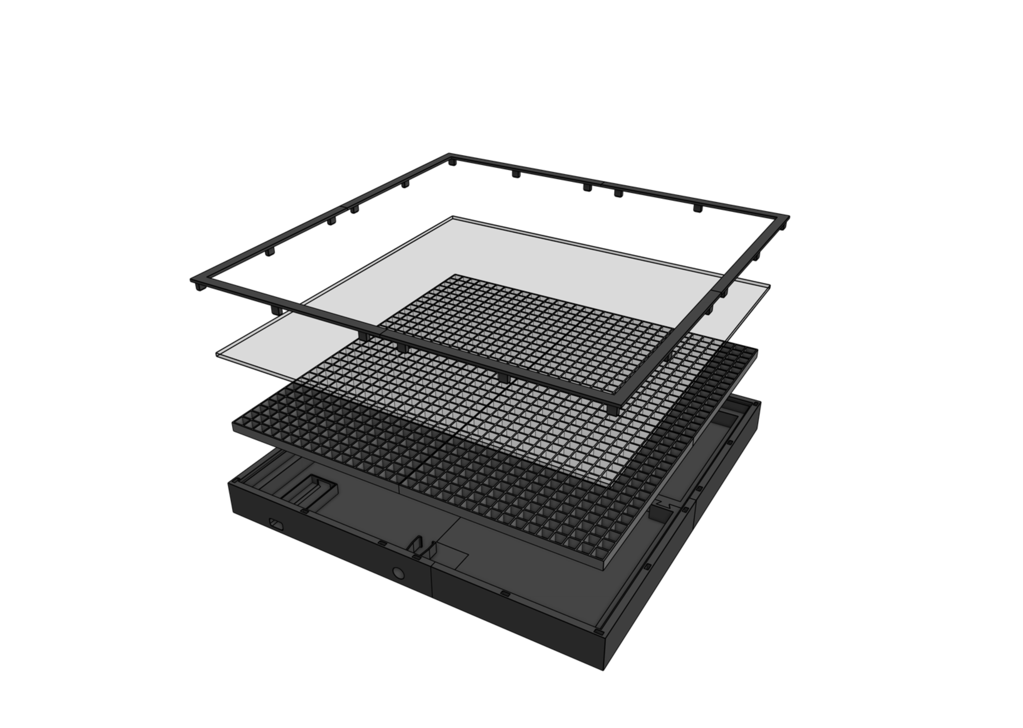 Render of the redesigned LED matrix housing