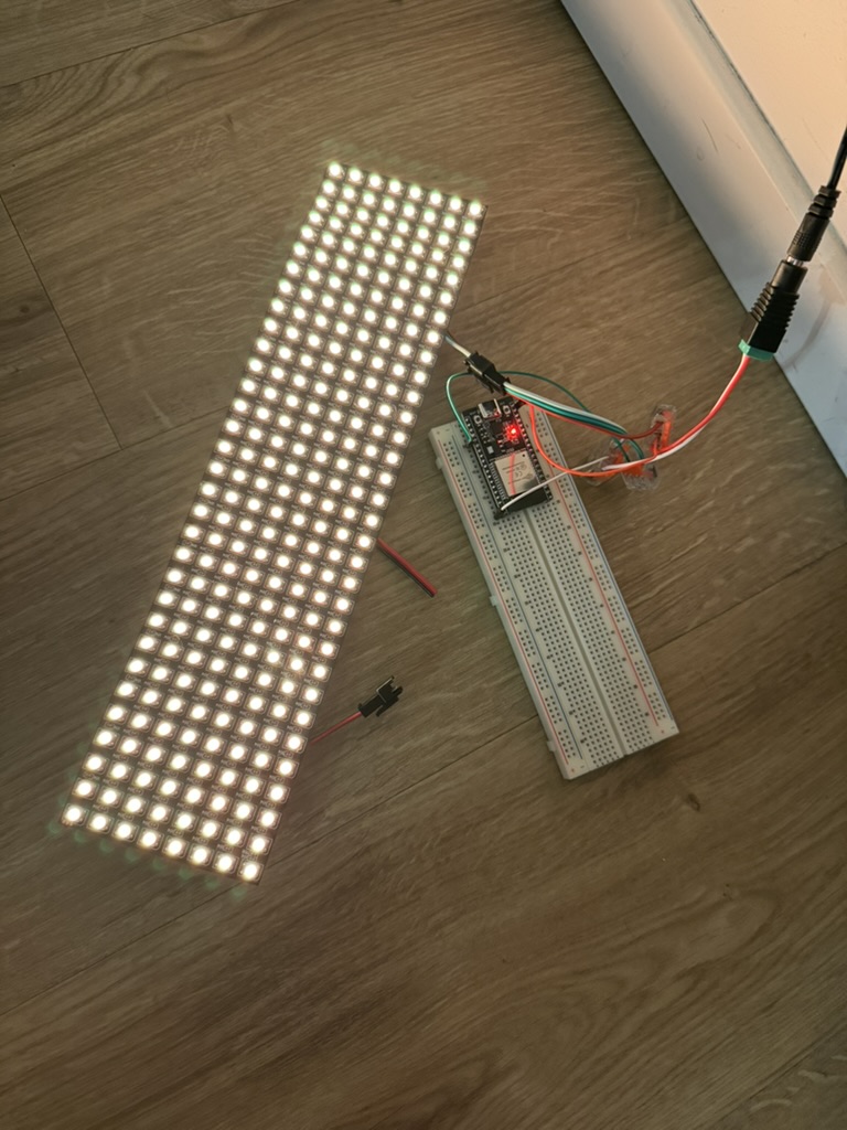 Proof-of-concept LED display wired on a breadboard.