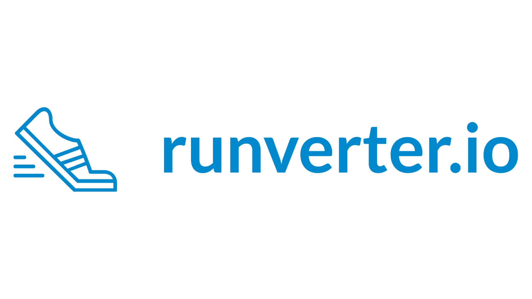 The Runverter logo. It shows a little running shoe icon followed by the text runverter.io